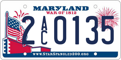 MD license plate 2AC0135