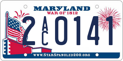 MD license plate 2AC0141