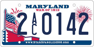 MD license plate 2AC0142