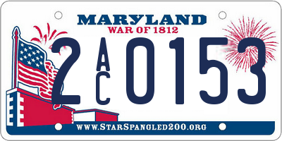 MD license plate 2AC0153