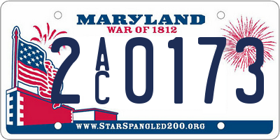 MD license plate 2AC0173