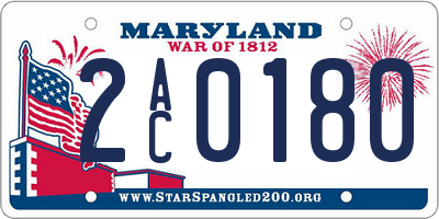 MD license plate 2AC0180