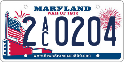 MD license plate 2AC0204