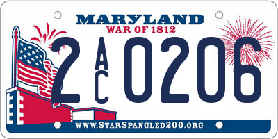 MD license plate 2AC0206
