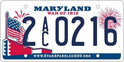 MD license plate 2AC0216