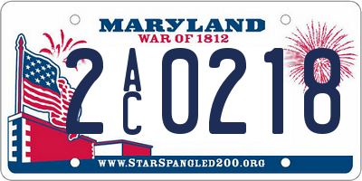 MD license plate 2AC0218