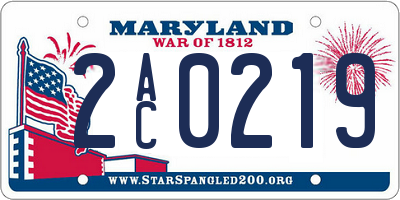 MD license plate 2AC0219