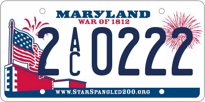 MD license plate 2AC0222