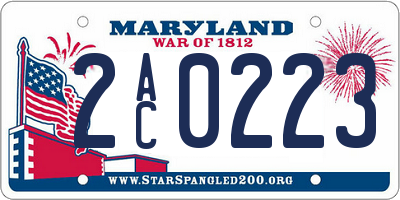 MD license plate 2AC0223