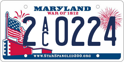 MD license plate 2AC0224