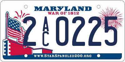 MD license plate 2AC0225