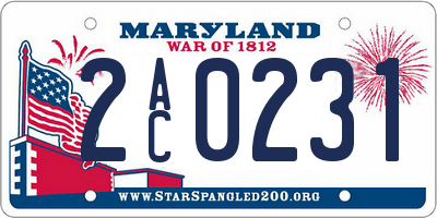 MD license plate 2AC0231
