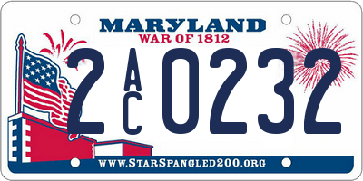 MD license plate 2AC0232