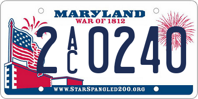 MD license plate 2AC0240