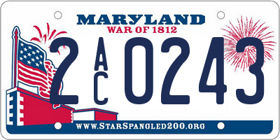 MD license plate 2AC0243
