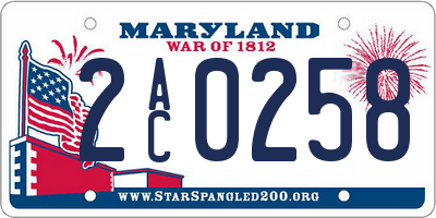 MD license plate 2AC0258