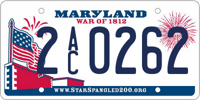 MD license plate 2AC0262