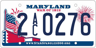 MD license plate 2AC0276