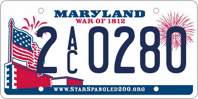 MD license plate 2AC0280