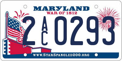 MD license plate 2AC0293