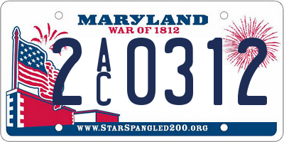MD license plate 2AC0312