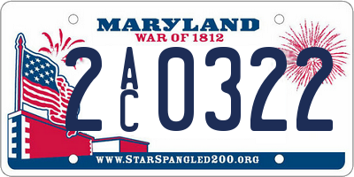 MD license plate 2AC0322