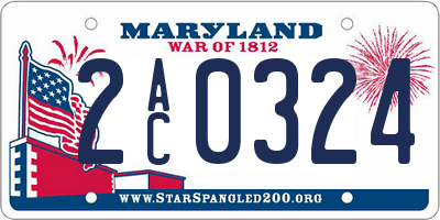 MD license plate 2AC0324