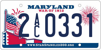 MD license plate 2AC0331