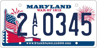 MD license plate 2AC0345