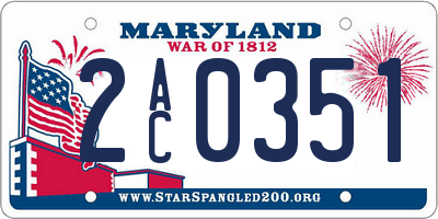 MD license plate 2AC0351