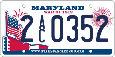 MD license plate 2AC0352