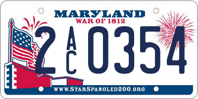MD license plate 2AC0354