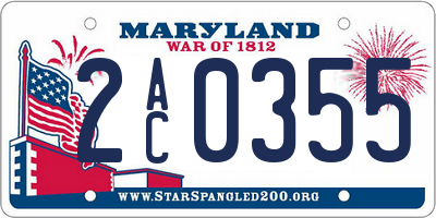 MD license plate 2AC0355