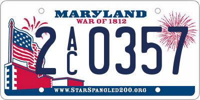 MD license plate 2AC0357