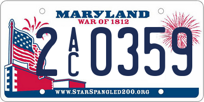 MD license plate 2AC0359
