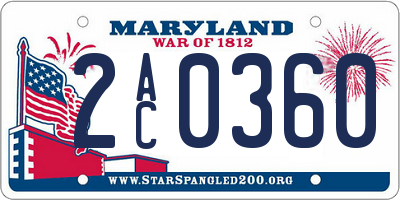 MD license plate 2AC0360
