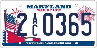 MD license plate 2AC0365