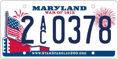 MD license plate 2AC0378
