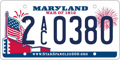 MD license plate 2AC0380