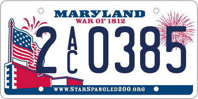 MD license plate 2AC0385