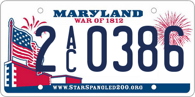 MD license plate 2AC0386