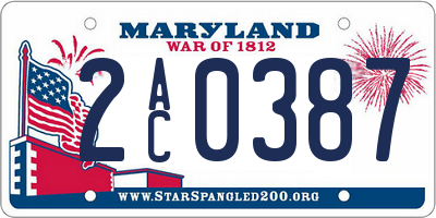 MD license plate 2AC0387