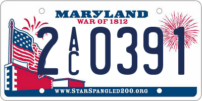 MD license plate 2AC0391