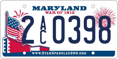 MD license plate 2AC0398