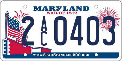 MD license plate 2AC0403