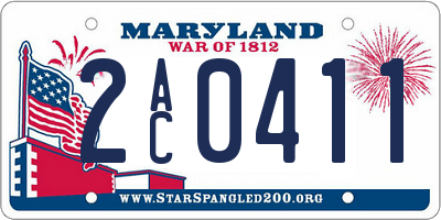MD license plate 2AC0411
