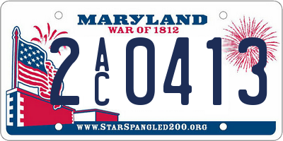 MD license plate 2AC0413