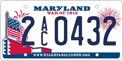 MD license plate 2AC0432