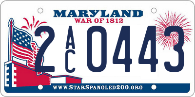 MD license plate 2AC0443