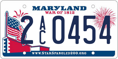 MD license plate 2AC0454